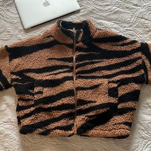 Tiger Print Teddy Bomber